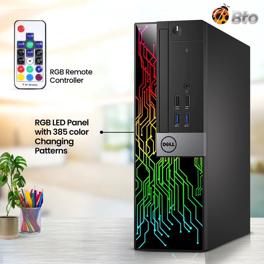 Restored Dell OptiPlex Desktop Computer PC with RGB lights, Intel i5 Quad-Core 6th Gen. Processor, 8GB Ram, 256GB SSD, 22 inch Monitor, BTO RGB Gaming Keyboard & Mouse, WiFi, Windows 10 Pro (Renewed) H255623