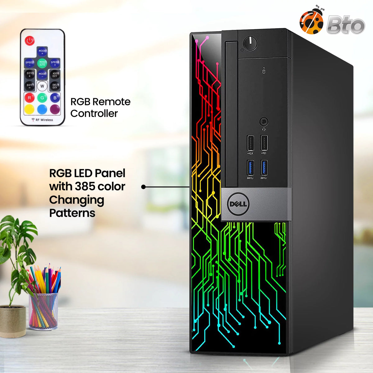 Restored Dell OptiPlex Desktop Computer PC with RGB lights, Intel i5 Quad-Core 6th Gen. Processor, 8GB Ram, 256GB SSD, 22 inch Monitor, BTO RGB Gaming Keyboard & Mouse, WiFi, Windows 10 Pro (Renewed) H255623