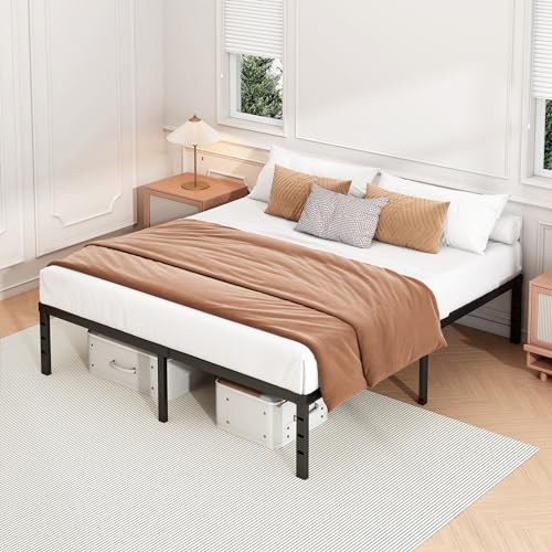 18 Inch Black Metal Platform Full Bed Frame E436972