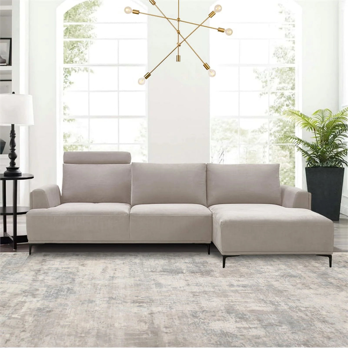 Modern Lucca Sectional Sofa with Push Back Functional Right Facing S80146