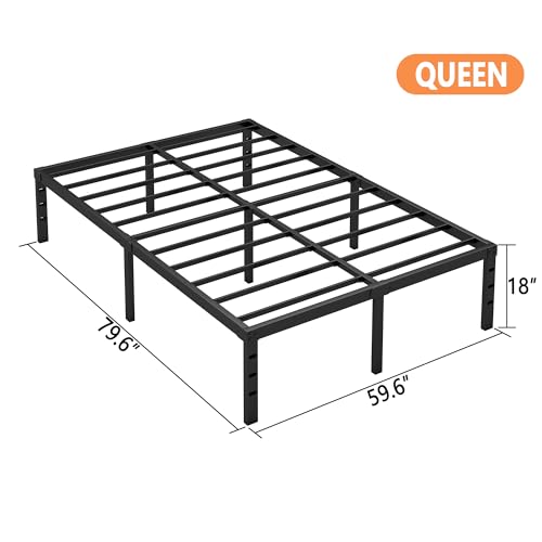 18 Inch Black Metal Platform Full Bed Frame E436972