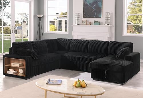Oversized U Shaped Sleeper Sectional Sofa with Storage Chaise Q318