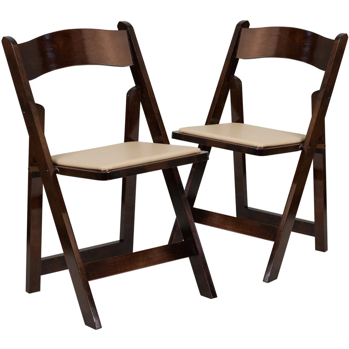 2 Pack Wood Folding Chair with Vinyl Padded Seat V14749