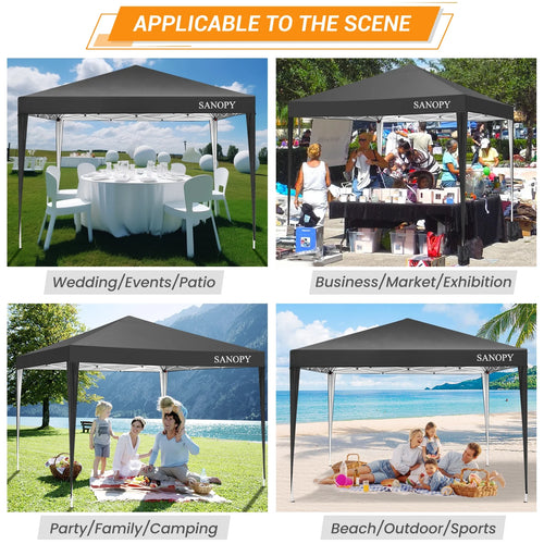 10'x10' Pop Up Canopy Tent with Carrying Bag, Black J6882