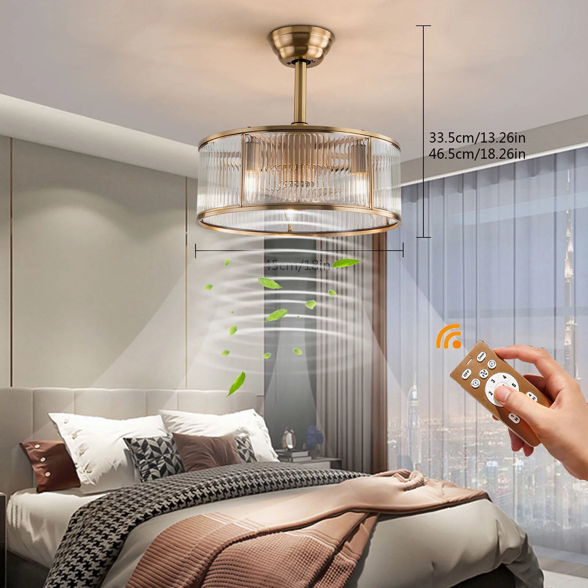 Caged Ceiling Fan Light with Remote X862