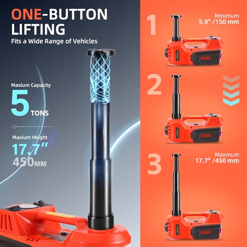 Electric Car Jack 5 Ton 12V Portable Hydraulic Jack with Led Light V73329