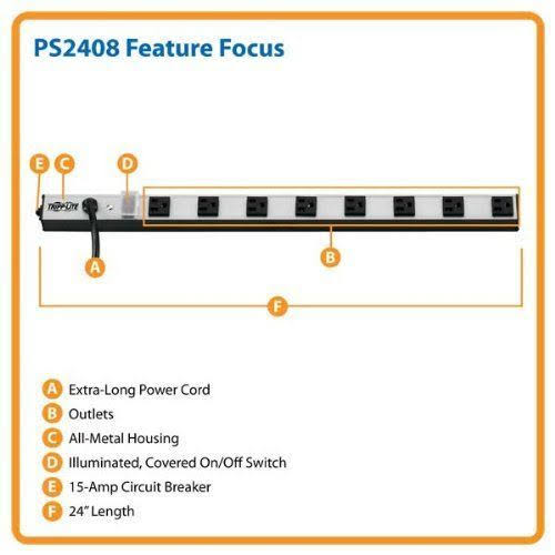 8 Outlet Power Strip 15ft Cord B85766