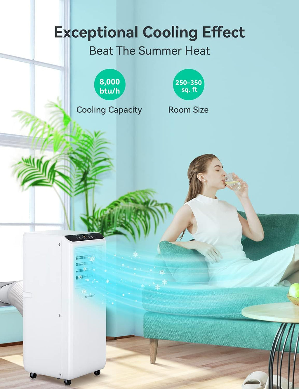 Portable Air Conditioner 8000 BTU 3-in-1 with Fan & Dehumidifier J55491