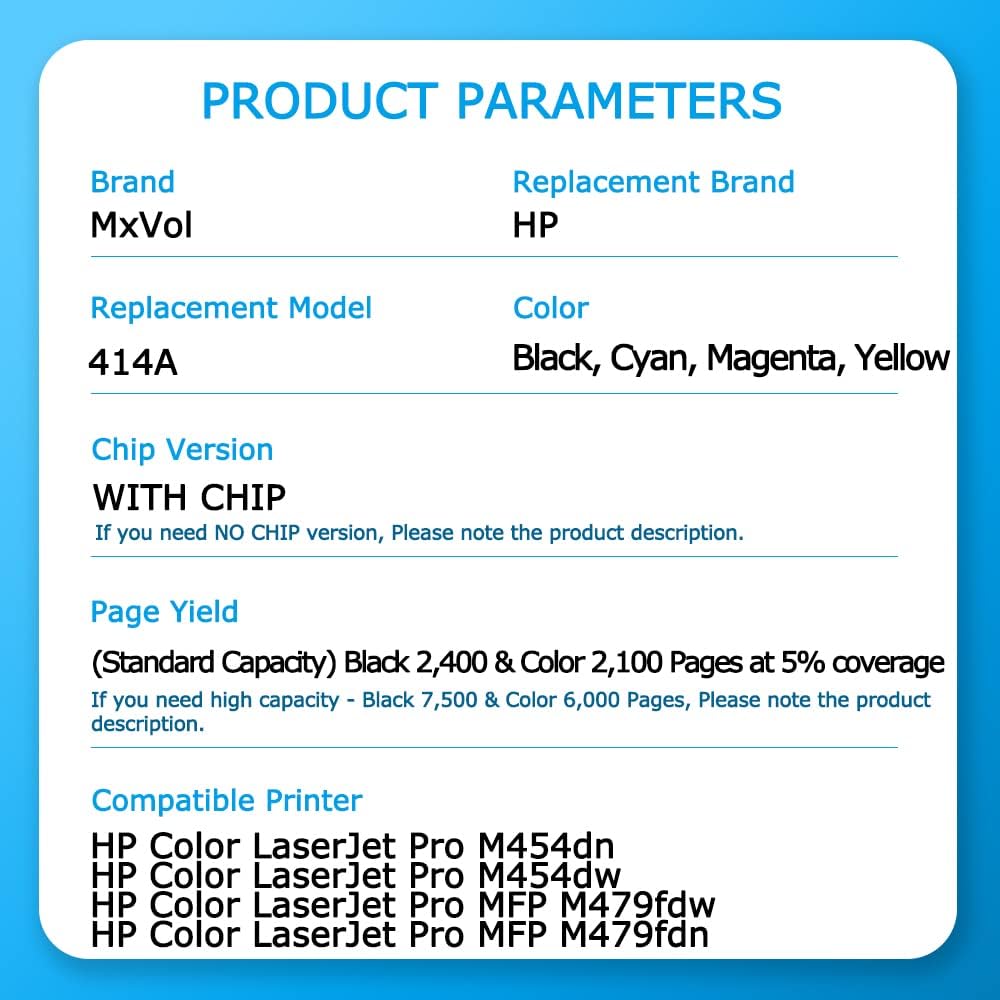 Remanufactured Toner Cartridge 4-Pack KCMY for HP 414A Printer O55335