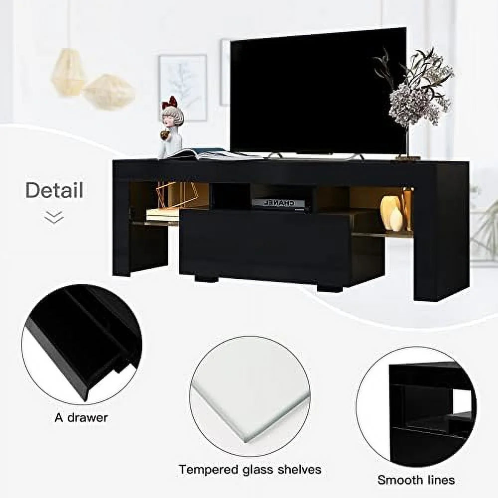 Modern TV Stand with 2 Cabinets Entertainment Center Wood TV Unit N65868