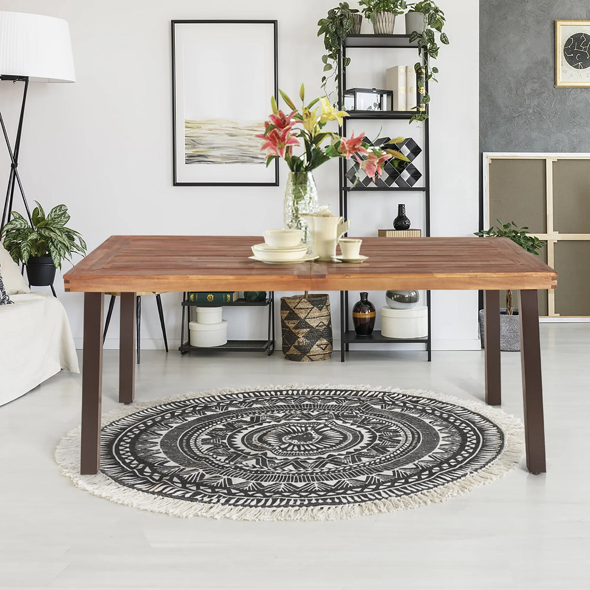 Acacia Wood Rectangular Dining Table P56702