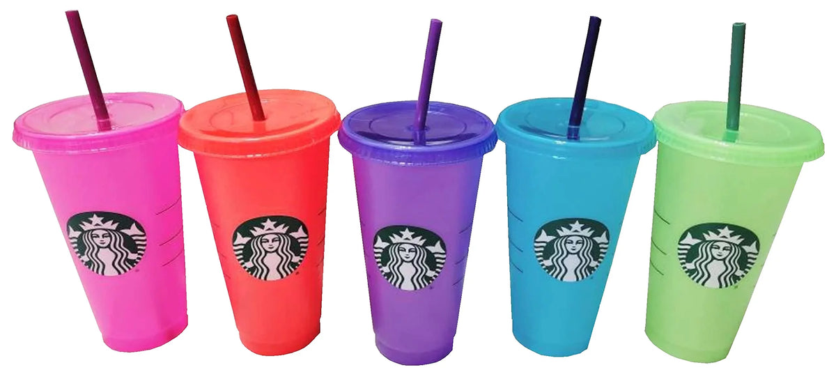 Color Change Cold Cups with Straws 24oz Pack of 5 N990