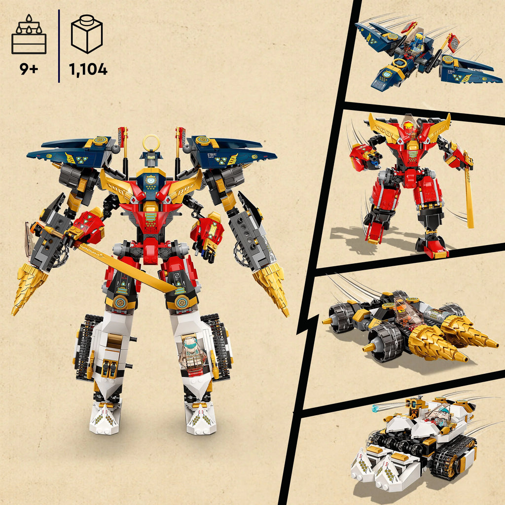 4 in 1 Mech Set with Toy Car, Jet Plane and Tank Toys plus 7 Minifigures H986
