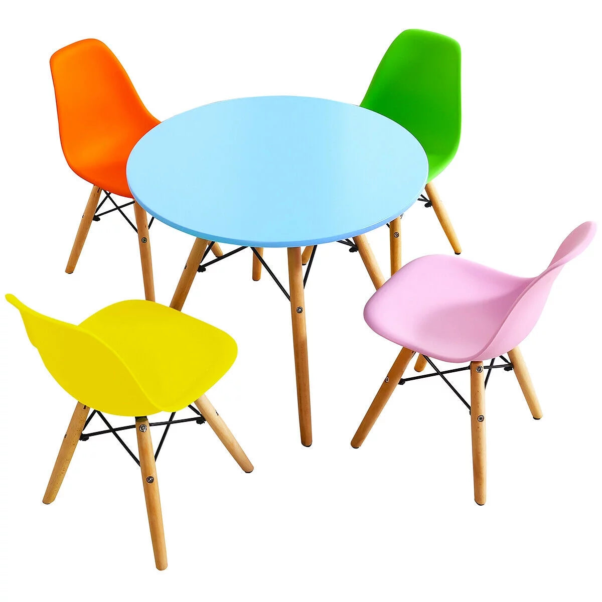 5 PC Kids Round Table Chair Set with 4 Armless Chairs Z653