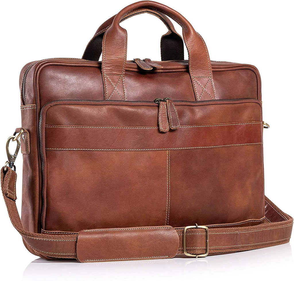 Leather 18 Inch Laptop Messenger Bag G8437