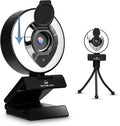 Webcam with Ring Light, Microphone, Privacy Cover, 1080p Auto Focus K64812