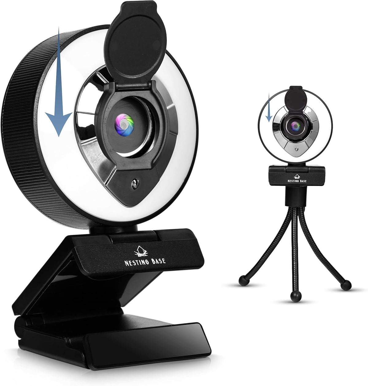 Webcam with Ring Light, Microphone, Privacy Cover, 1080p Auto Focus K64812