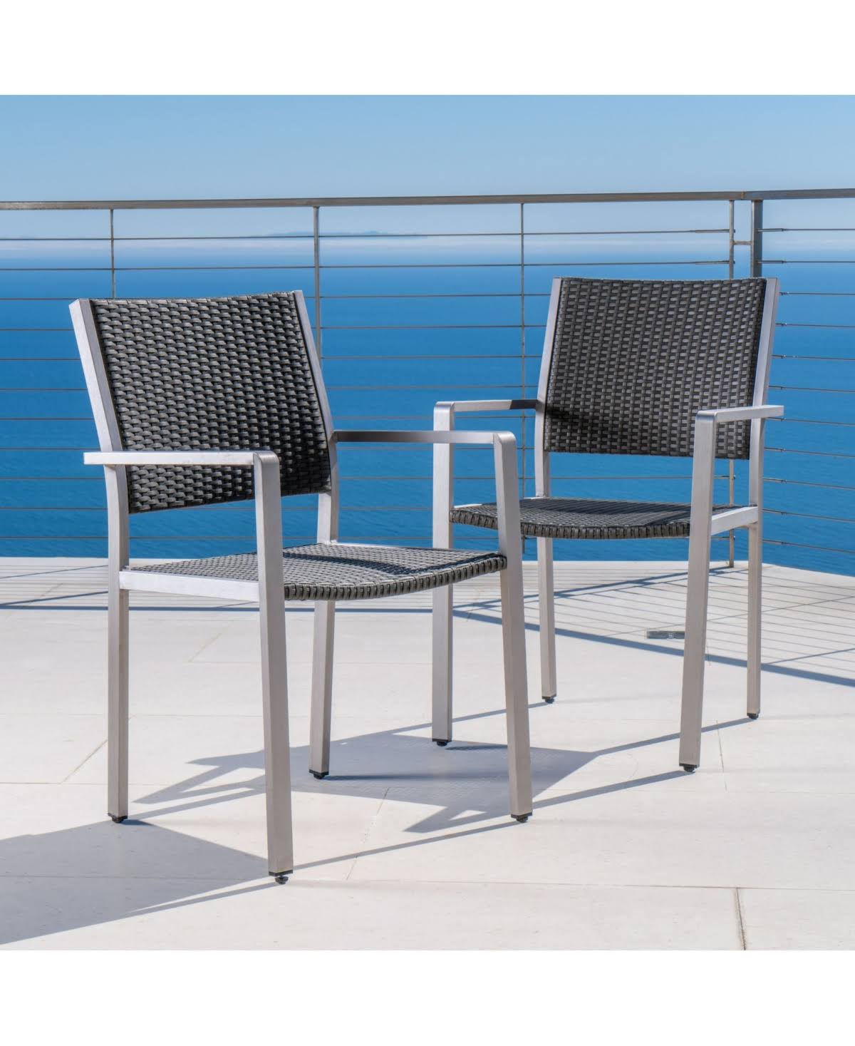 Gray Outdoor Dining Chairs Set of 2 U202