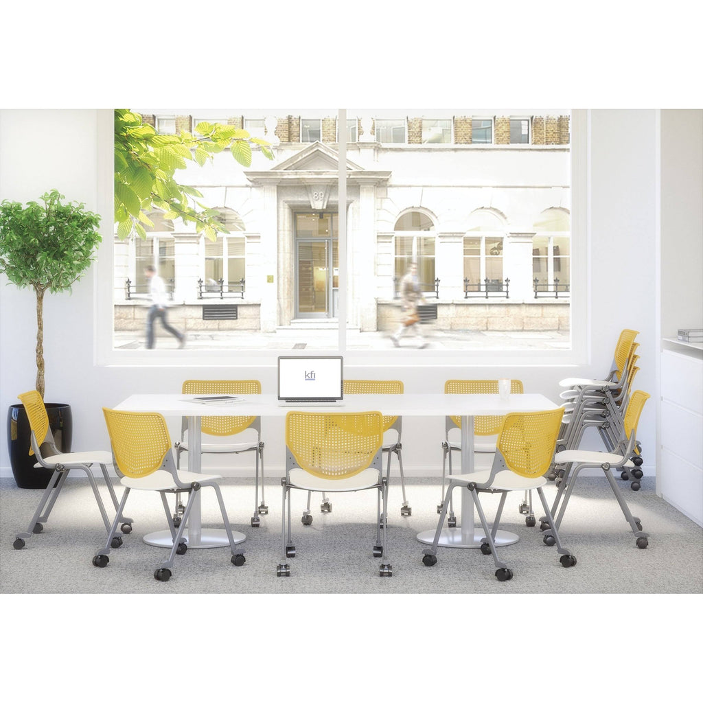 White Stack Chair with Casters S873632