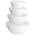8 Piece White Tempered Opal Glass Bowl and Lid Set P148757