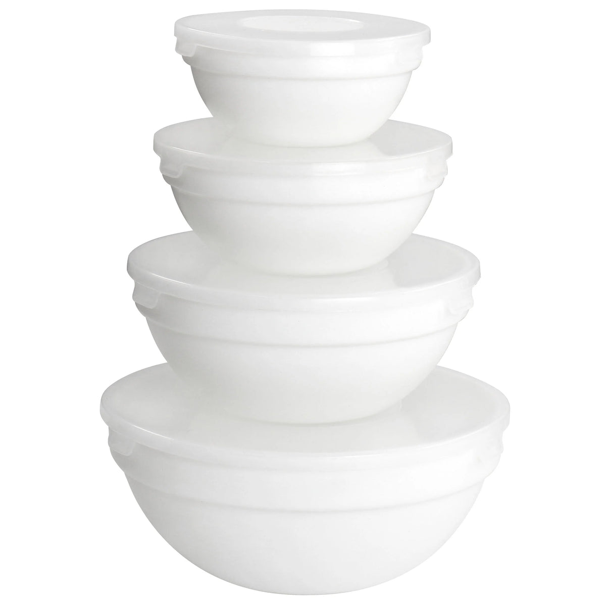 8 Piece White Tempered Opal Glass Bowl and Lid Set P148757