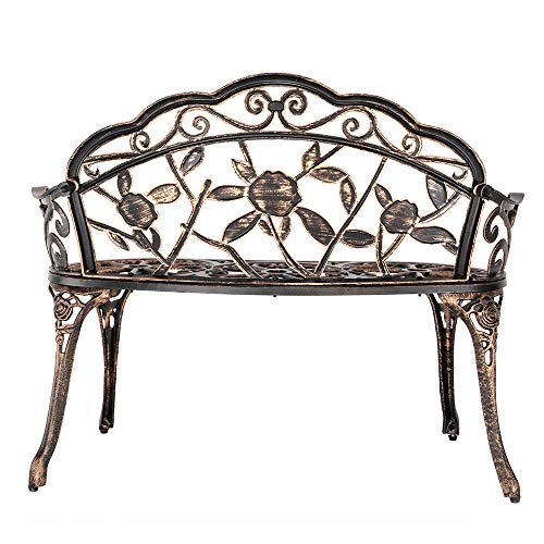 Bronze Metal Rose Bench for 2 Person Seat T189019