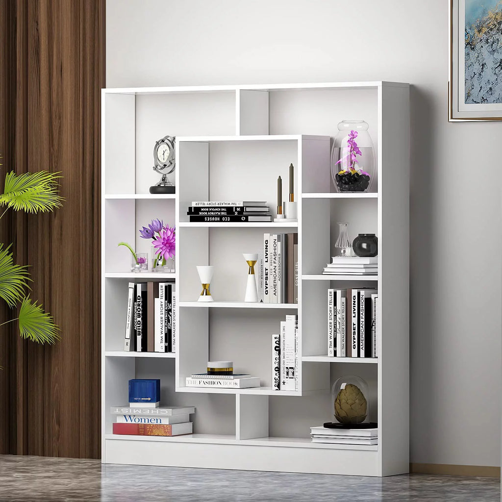 White Free Standing Bookcase Room Divider Shelving Unit J6101