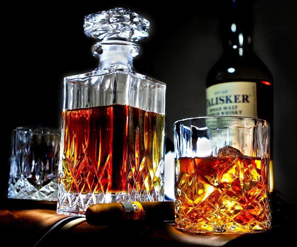 5PC Crystal Whiskey Decanter Set with 4 Glasses H87384