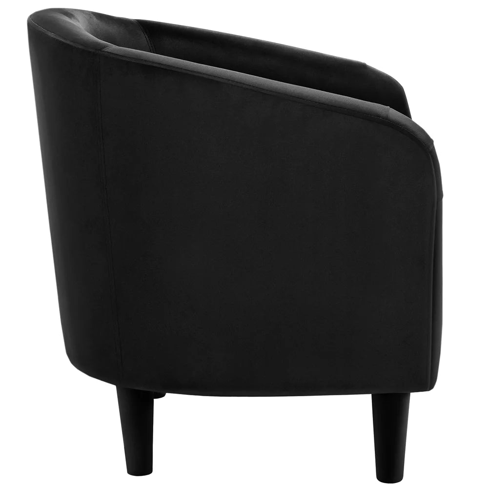 Black Velvet Barrel Accent Chair P5747