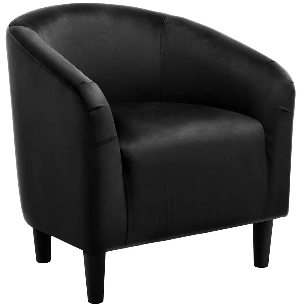Black Velvet Barrel Accent Chair P5747