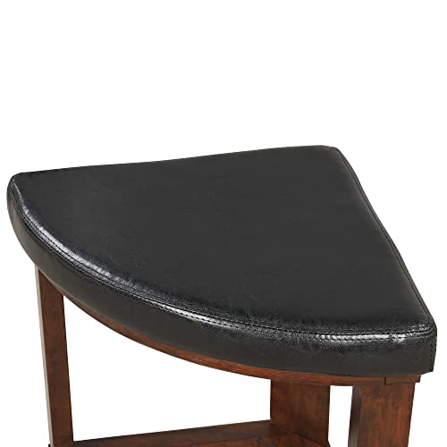 Solid Wood Glass Top Round Coffee Table with 4 Stools E370