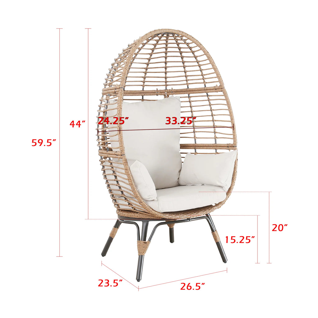 Outdoor Wicker Egg Chair with 4 Cushions M5826