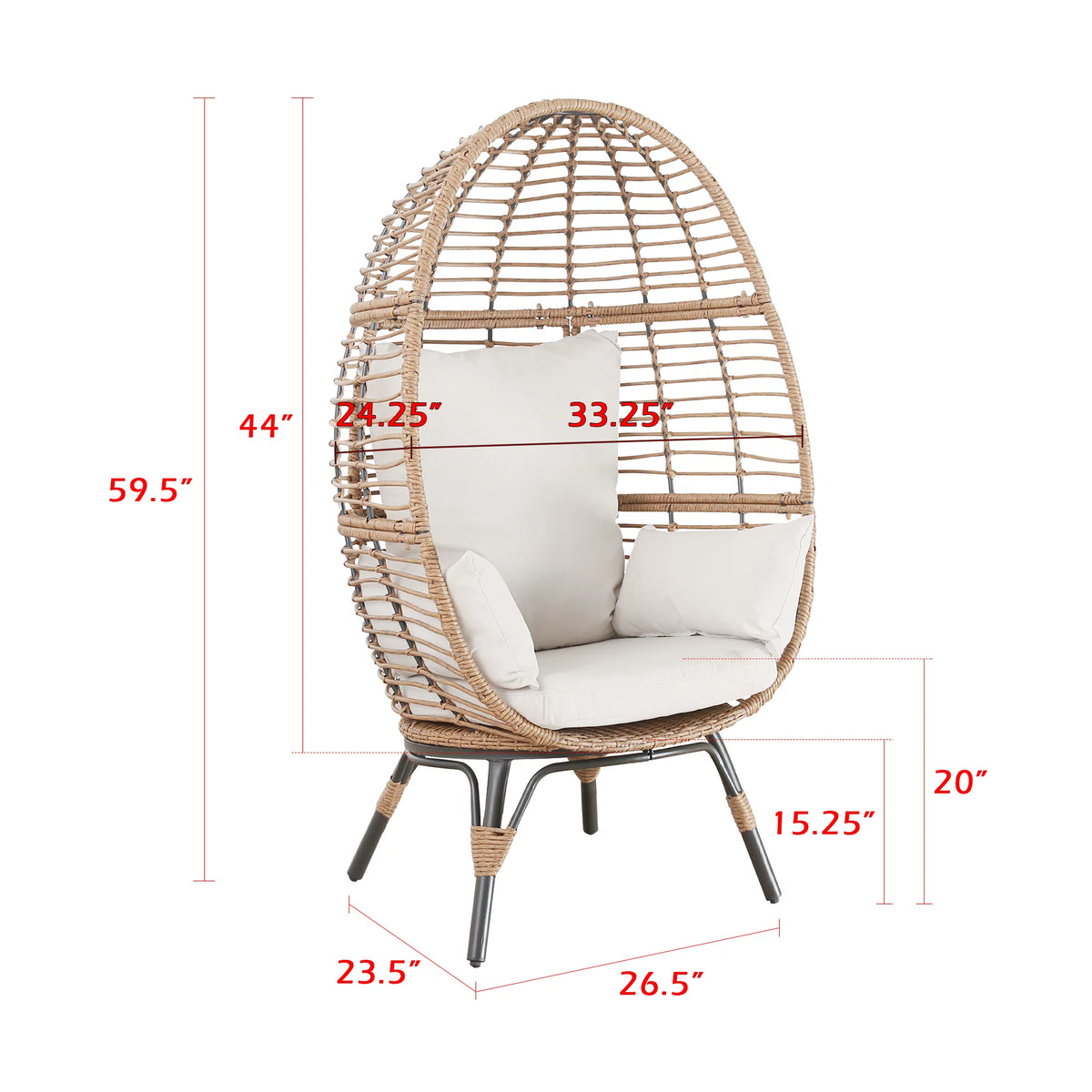 Outdoor Wicker Egg Chair with 4 Cushions M5826