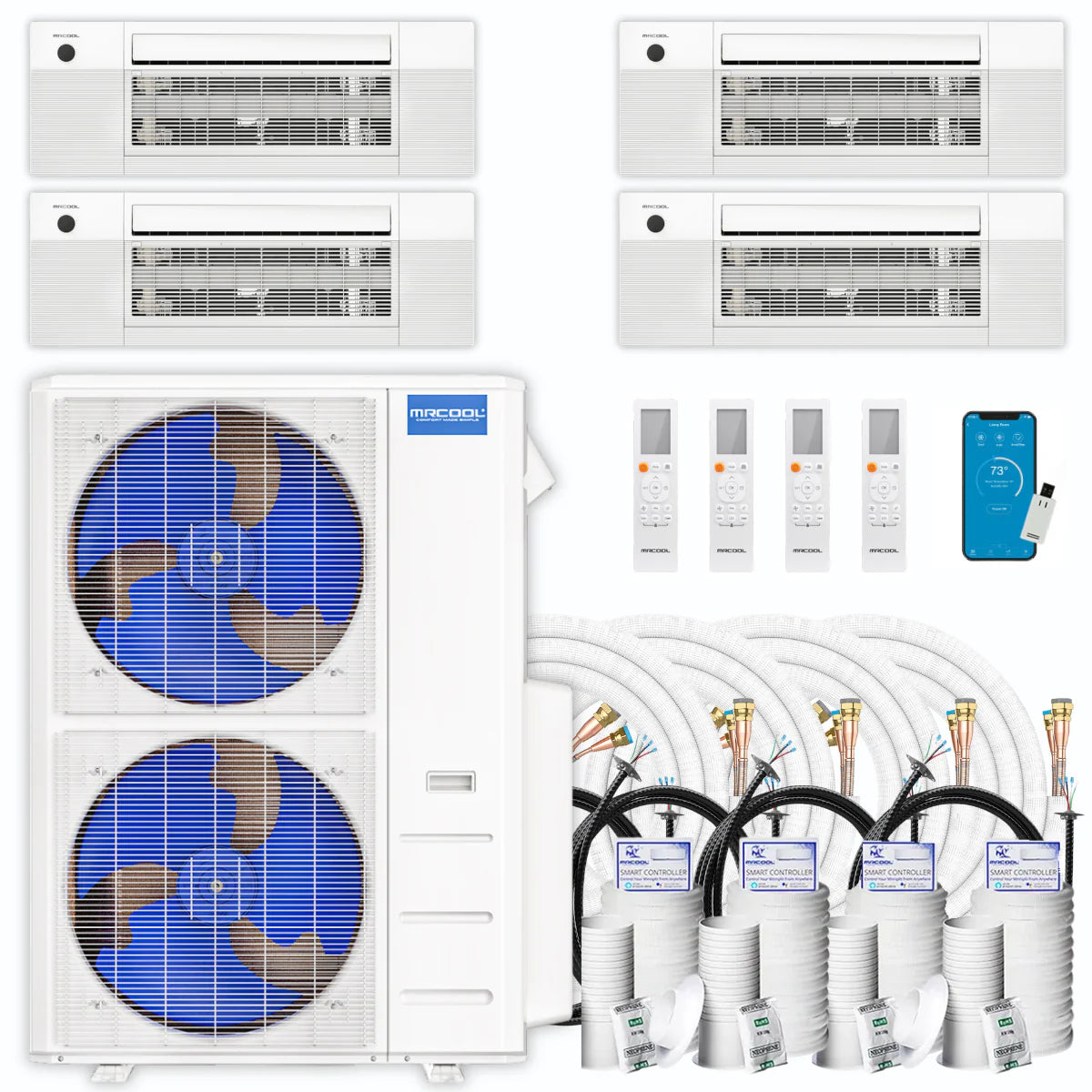 45,000 BTU 4 Zone Ceiling Cassette Ductless Air Conditioner and Heat Pump L18487