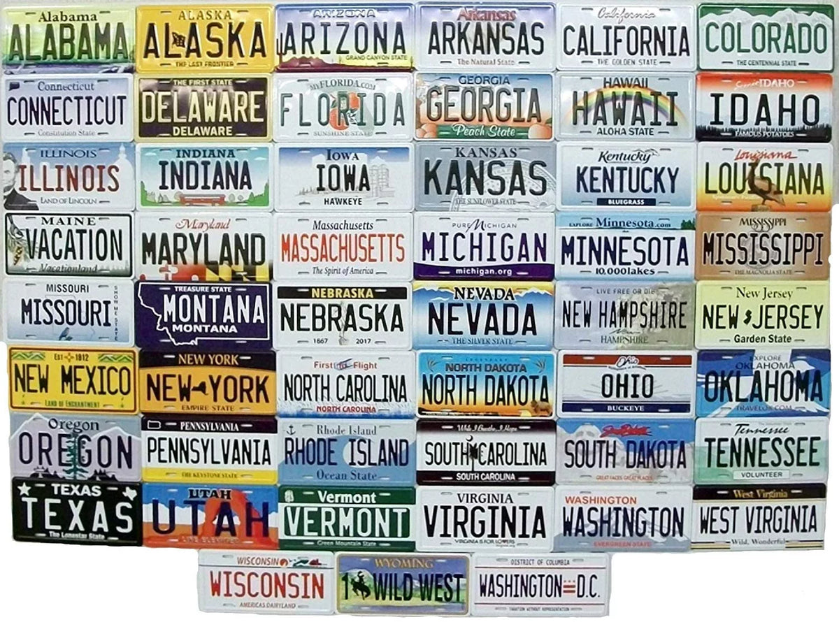 50 State License Plate Metal Fridge Magnets Z915749