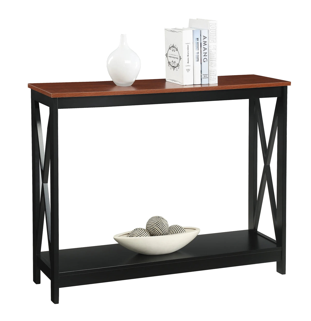 Cherry Black Console Table with Shelf A99803