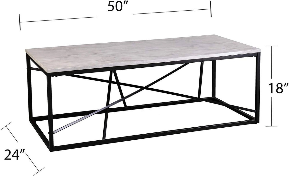 White Faux Marble Coffee Cocktail Table A9566