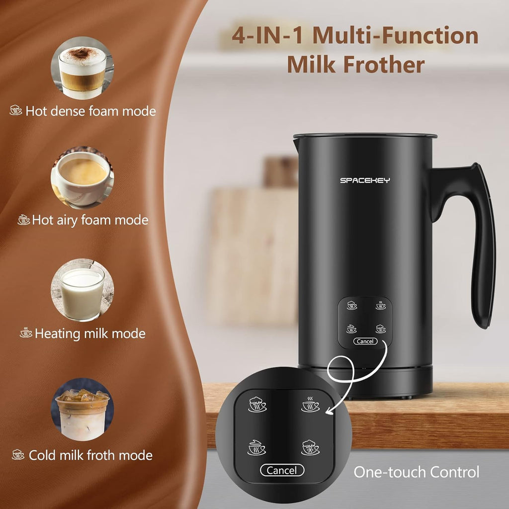 Black Pack of 2 Stainless Steel Electric Milk Frother and Steamer L384339