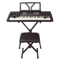61 Key Portable Electronic Digital Keyboard Piano with Stand, Bench, Headphones, Microphone, Adapter I8888
