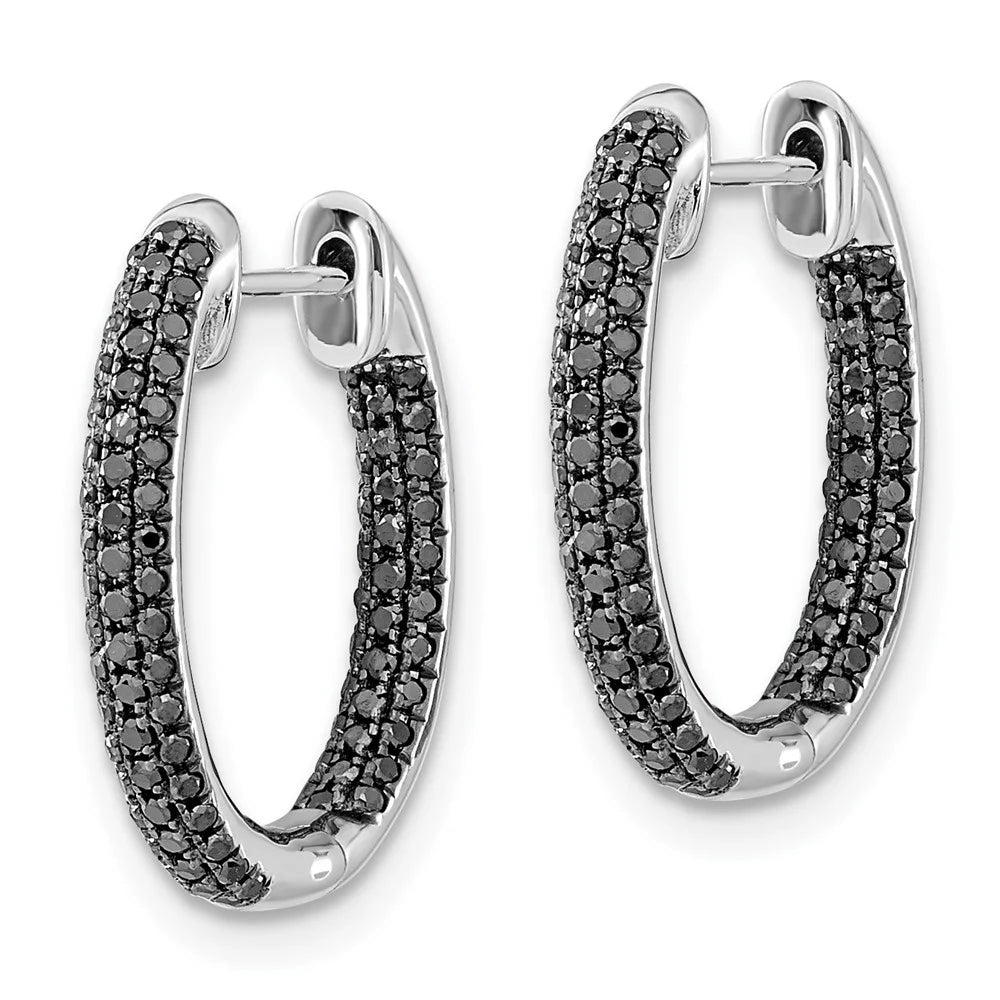 All Black Diamond Hoop Earrings G7361