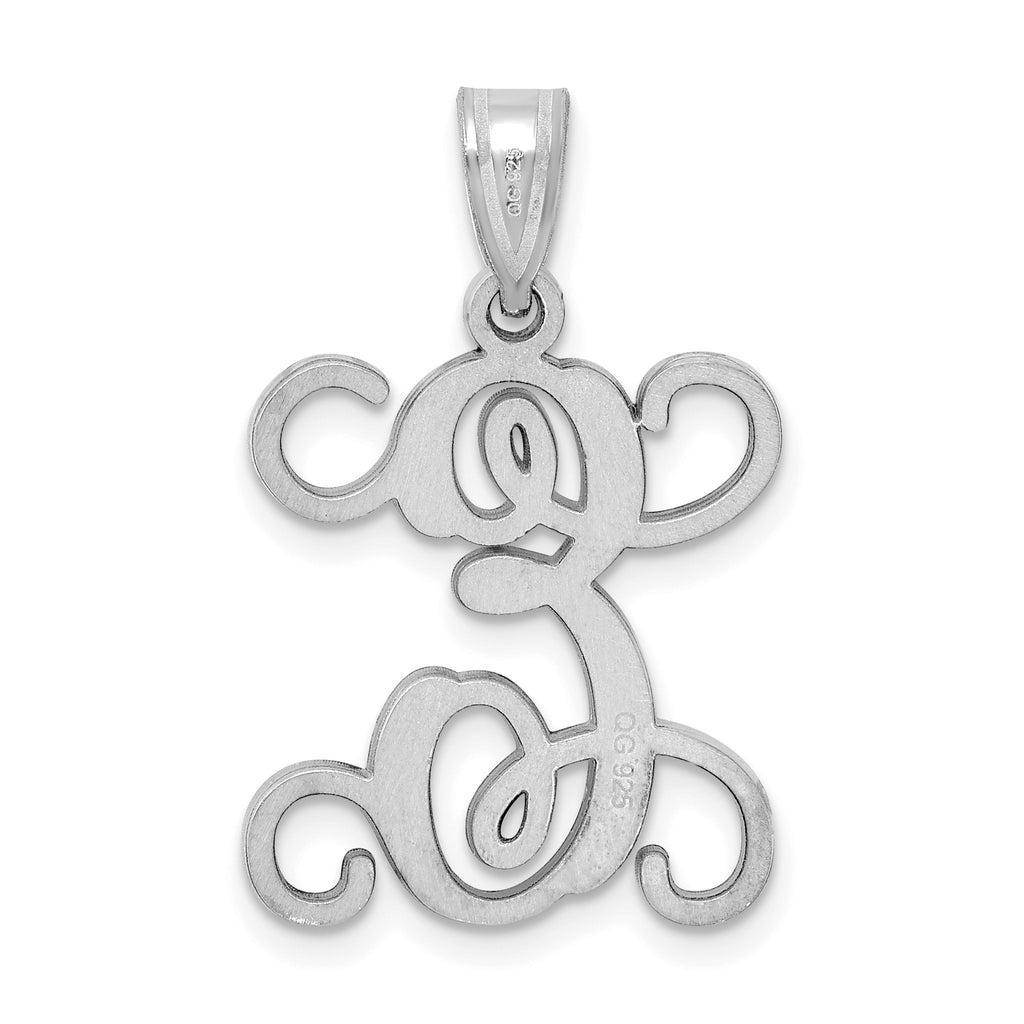 10K White Gold Initial Letter E Pendant F813