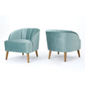 Seafoam Blue Velvet Club Chairs, Set of 2 N44977