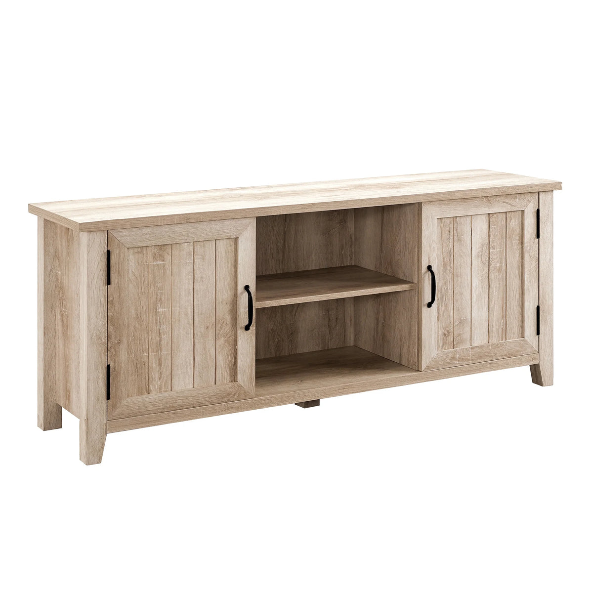 White Oak Grooved-Door TV Stand M39440