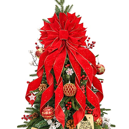 Christmas Tree Topper Bow with Snowflake Pattern E7383