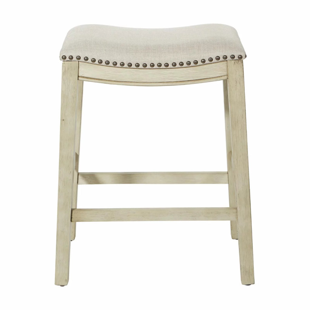 Beige Fabric Saddle Stool 2-Pack N3649
