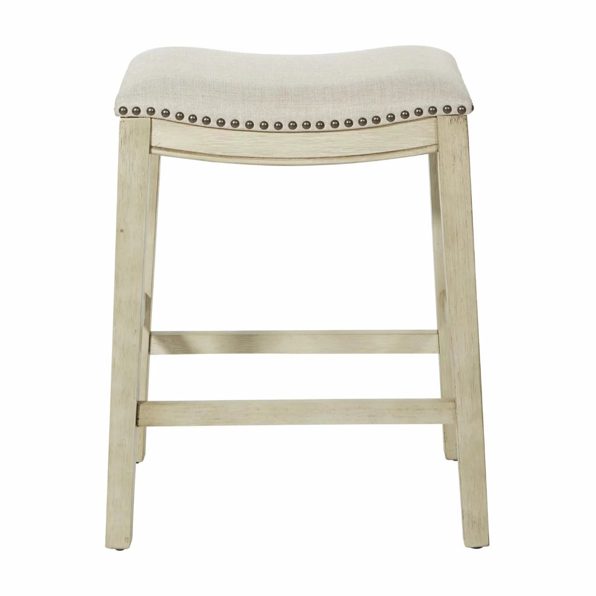 Beige Fabric Saddle Stool 2-Pack N3649