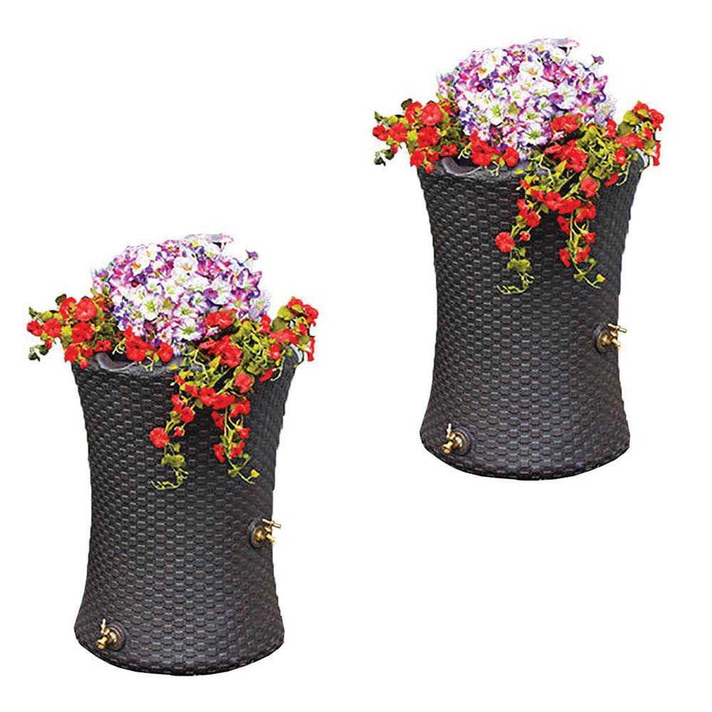 50 Gallon Rain Barrel Planter, Brown (2 Pack) N125536