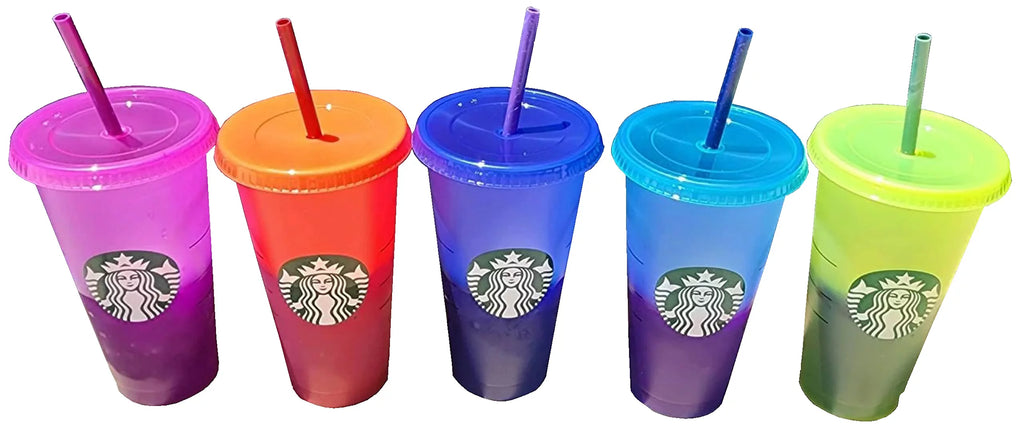 Color Change Cold Cups with Straws 24oz Pack of 5 N990