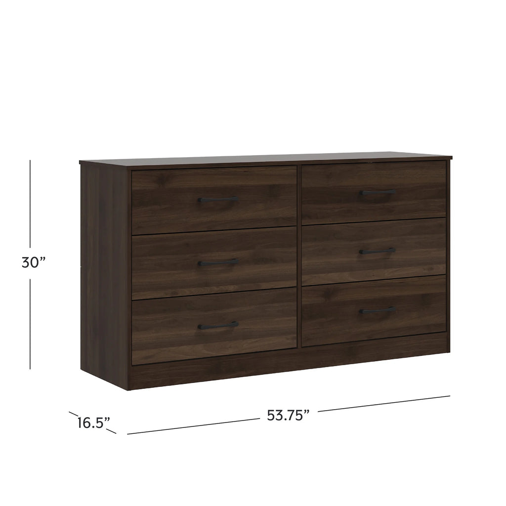 6 Drawer Dark Walnut Dresser D411064