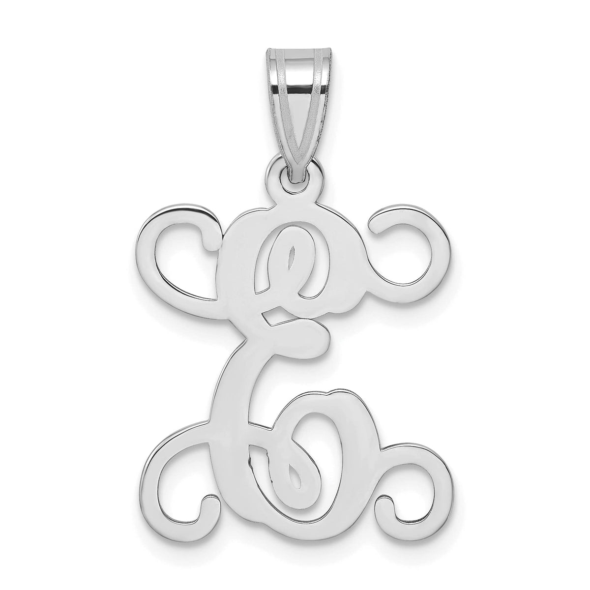 10K White Gold Initial Letter E Pendant F813